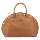 MCM Hand Bag Leather Brown Gold Auth mr2162-2