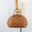 MCM Hand Bag Leather Brown Gold Auth mr2162-22