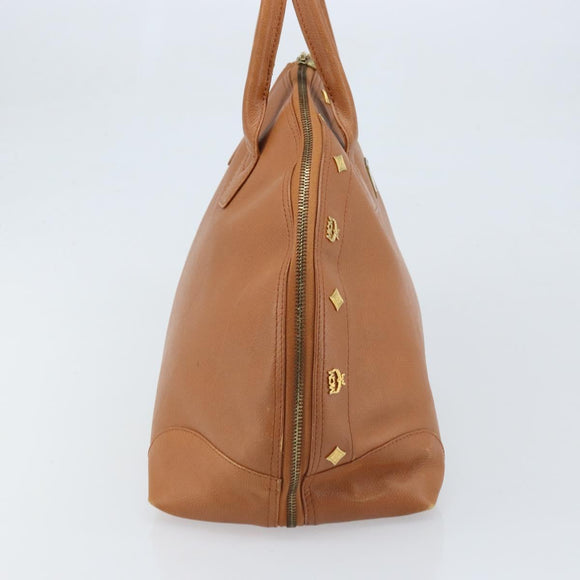 MCM Hand Bag Leather Brown Gold Auth mr2162