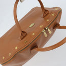 MCM Hand Bag Leather Brown Gold Auth mr2162-6