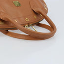 MCM Hand Bag Leather Brown Gold Auth mr2162-7
