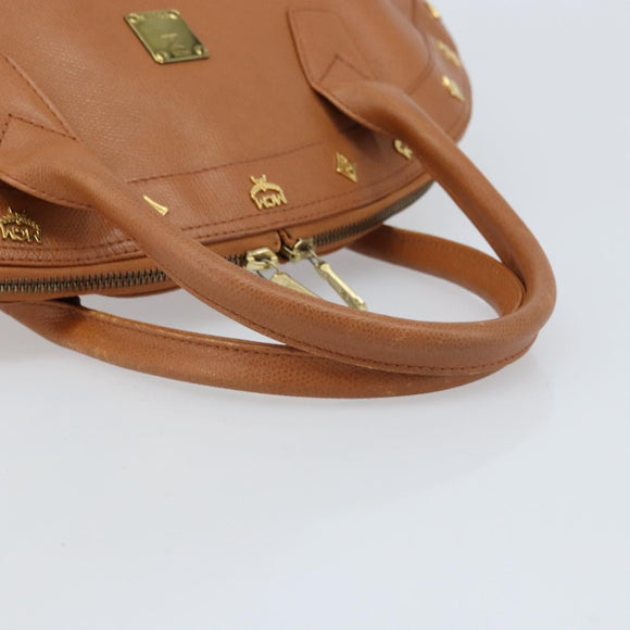 MCM Hand Bag Leather Brown Gold Auth mr2162