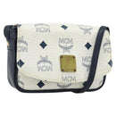 MCM Vicetos Logogram Shoulder Bag PVC Leather White Gold Auth mr2164-1