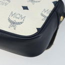 MCM Vicetos Logogram Shoulder Bag PVC Leather White Gold Auth mr2164-12