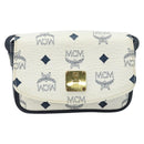 MCM Vicetos Logogram Shoulder Bag PVC Leather White Gold Auth mr2164-2