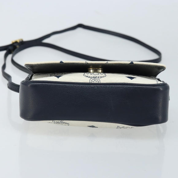MCM Vicetos Logogram Shoulder Bag PVC Leather White Gold Auth mr2164