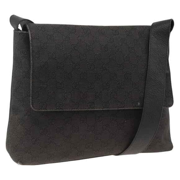 GUCCI GG Canvas Shoulder Bag Black Silver 272351 Auth mr2167