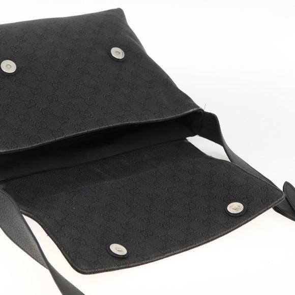 GUCCI GG Canvas Shoulder Bag Black Silver 272351 Auth mr2167