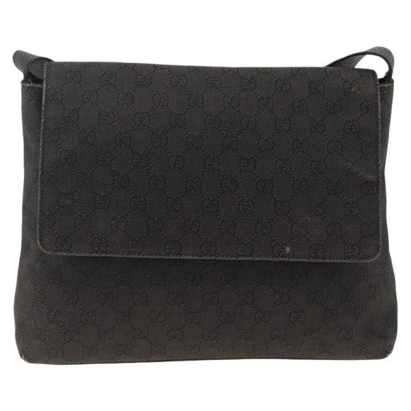 GUCCI GG Canvas Shoulder Bag Black Silver 272351 Auth mr2167