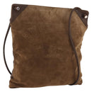 BURBERRY Shoulder Bag Suede Leather Brown Silver Auth mr2170-1