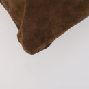 BURBERRY Shoulder Bag Suede Leather Brown Silver Auth mr2170-14