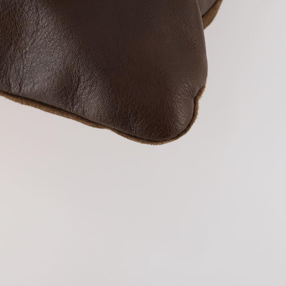 BURBERRY Shoulder Bag Suede Leather Brown Silver Auth mr2170