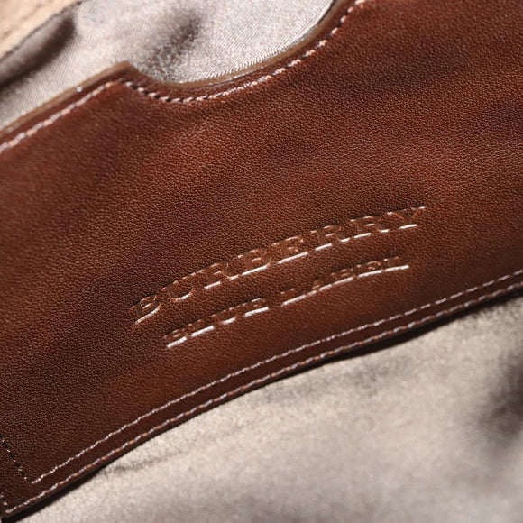 BURBERRY Shoulder Bag Suede Leather Brown Silver Auth mr2170