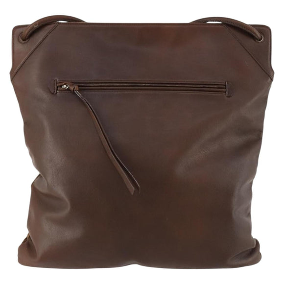 BURBERRY Shoulder Bag Suede Leather Brown Silver Auth mr2170