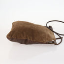 BURBERRY Shoulder Bag Suede Leather Brown Silver Auth mr2170-3