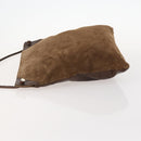 BURBERRY Shoulder Bag Suede Leather Brown Silver Auth mr2170-4
