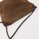 BURBERRY Shoulder Bag Suede Leather Brown Silver Auth mr2170-6