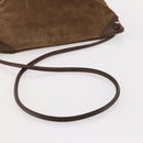BURBERRY Shoulder Bag Suede Leather Brown Silver Auth mr2170-7