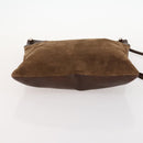BURBERRY Shoulder Bag Suede Leather Brown Silver Auth mr2170-5