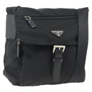 PRADA Umhängetasche Nylon Schwarz Silber Auth mr2174-1