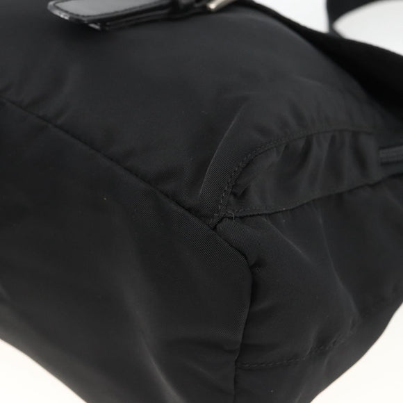 PRADA Umhängetasche Nylon Schwarz Silber Auth mr2174
