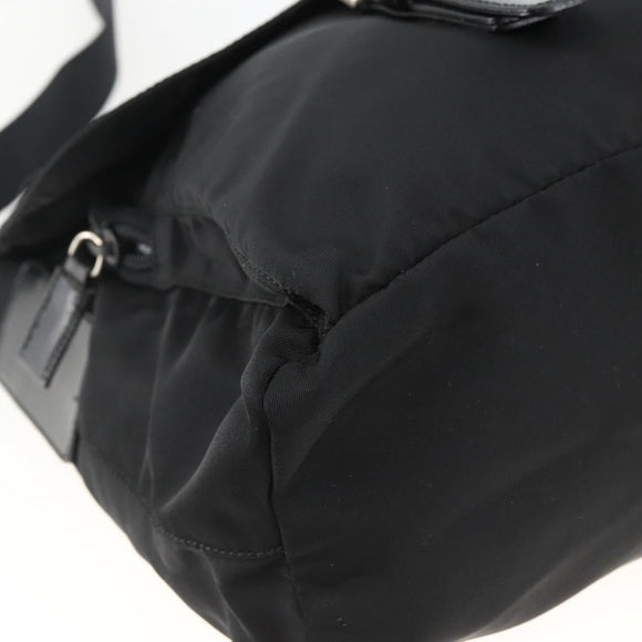 PRADA Umhängetasche Nylon Schwarz Silber Auth mr2174