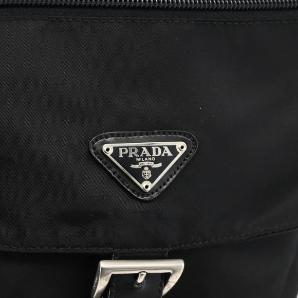 PRADA Umhängetasche Nylon Schwarz Silber Auth mr2174