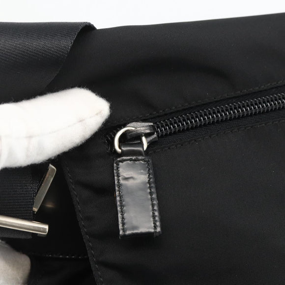PRADA Umhängetasche Nylon Schwarz Silber Auth mr2174