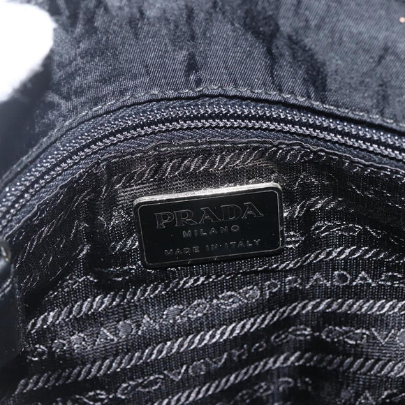 PRADA Umhängetasche Nylon Schwarz Silber Auth mr2174