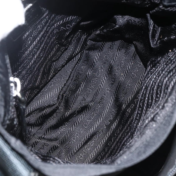 PRADA Umhängetasche Nylon Schwarz Silber Auth mr2174