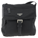 PRADA Umhängetasche Nylon Schwarz Silber Auth mr2174-13