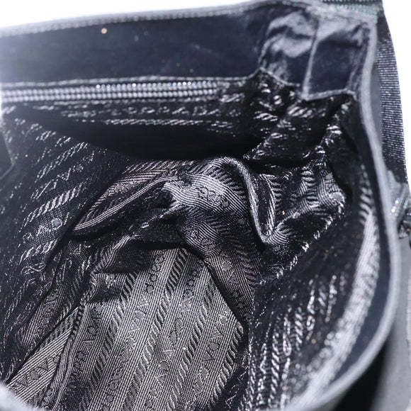 PRADA Umhängetasche Nylon Schwarz Silber Auth mr2174