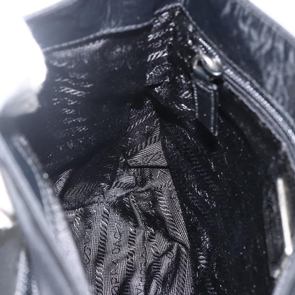 PRADA Umhängetasche Nylon Schwarz Silber Auth mr2174