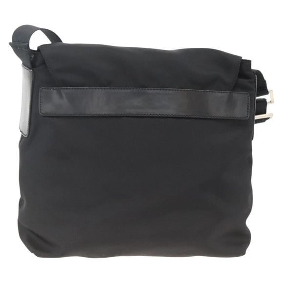 PRADA Umhängetasche Nylon Schwarz Silber Auth mr2174