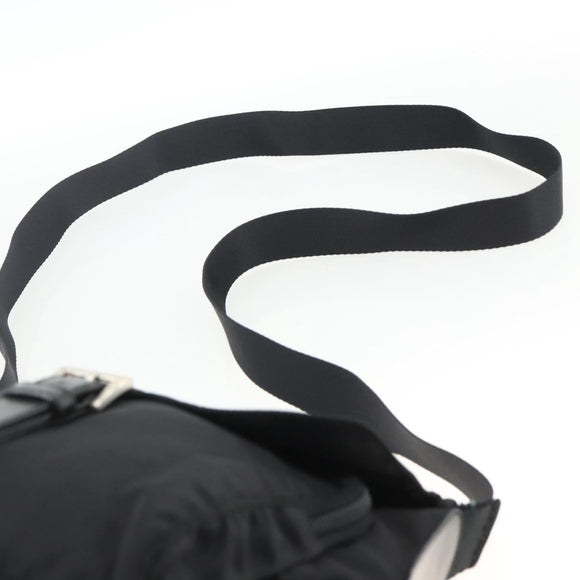 PRADA Umhängetasche Nylon Schwarz Silber Auth mr2174