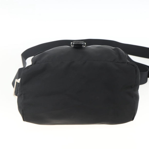 PRADA Umhängetasche Nylon Schwarz Silber Auth mr2174