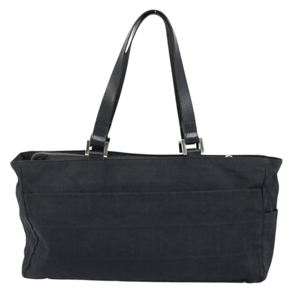 FENDI Zucca Canvas Draagtas Zwart Zilver Auth mr2177