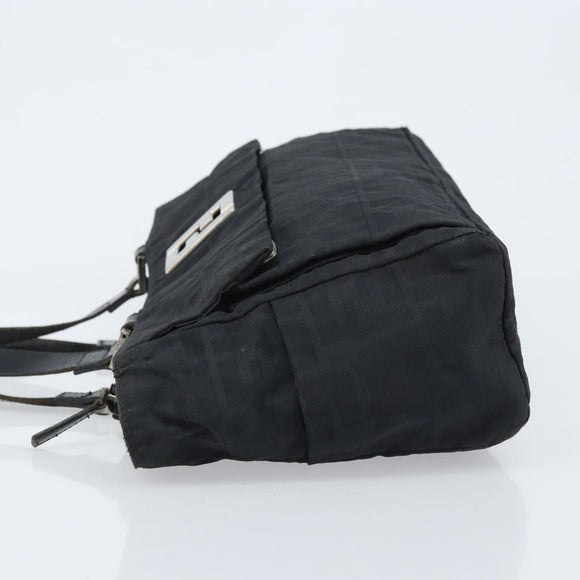 FENDI Zucca Canvas Draagtas Zwart Zilver Auth mr2177