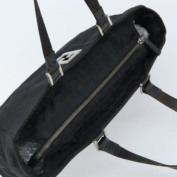 FENDI Zucca Canvas Draagtas Zwart Zilver Auth mr2177