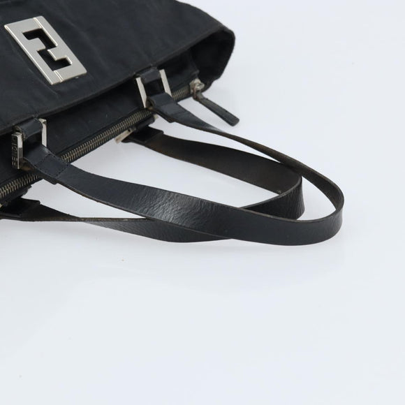 FENDI Zucca Canvas Draagtas Zwart Zilver Auth mr2177