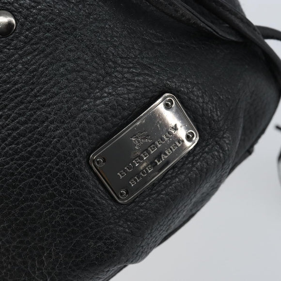 BURBERRY Blue Label Shoulder Bag Leather Black Silver Auth mr2180