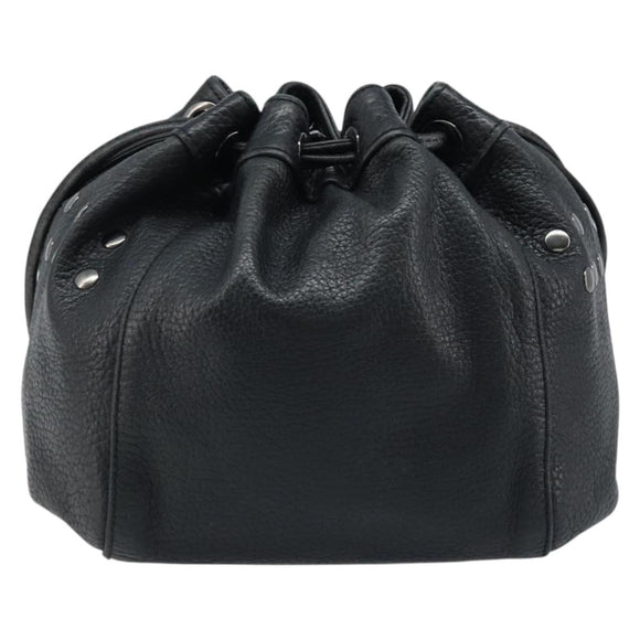 BURBERRY Blue Label Shoulder Bag Leather Black Silver Auth mr2180