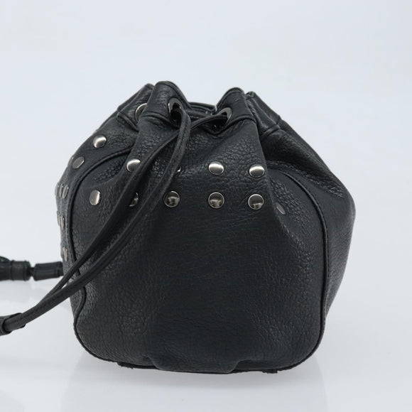 BURBERRY Blue Label Shoulder Bag Leather Black Silver Auth mr2180