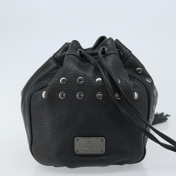 BURBERRY Blue Label Shoulder Bag Leather Black Silver Auth mr2180