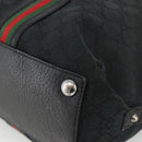 GUCCI GG Canvas Web Sherry Line Tote Bag Black Silver 132898 Auth mr2181-9