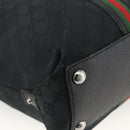GUCCI GG Canvas Web Sherry Line Tote Bag Black Silver 132898 Auth mr2181-14