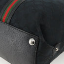 GUCCI GG Canvas Web Sherry Line Tote Bag Black Silver 132898 Auth mr2181-15