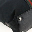 GUCCI GG Canvas Web Sherry Line Tote Bag Black Silver 132898 Auth mr2181-16