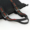GUCCI GG Canvas Web Sherry Line Tote Bag Black Silver 132898 Auth mr2181-7