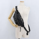 BALENCIAGA Body Bag Leather Black Silver Auth mr2182V-22